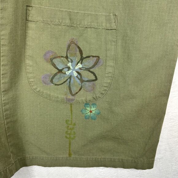 Vtg Blue Fish Olive Green Maxi Skirt Size 2 Pockets Lagenlook Artsy 18-22W - Picture 5 of 11